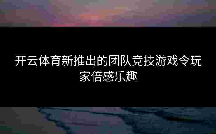 开云体育新推出的团队竞技游戏令玩家倍感乐趣