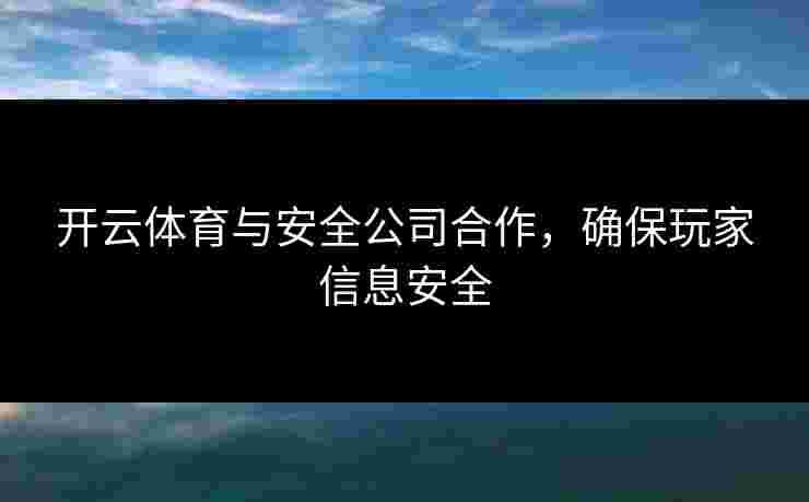 开云体育与安全公司合作，确保玩家信息安全